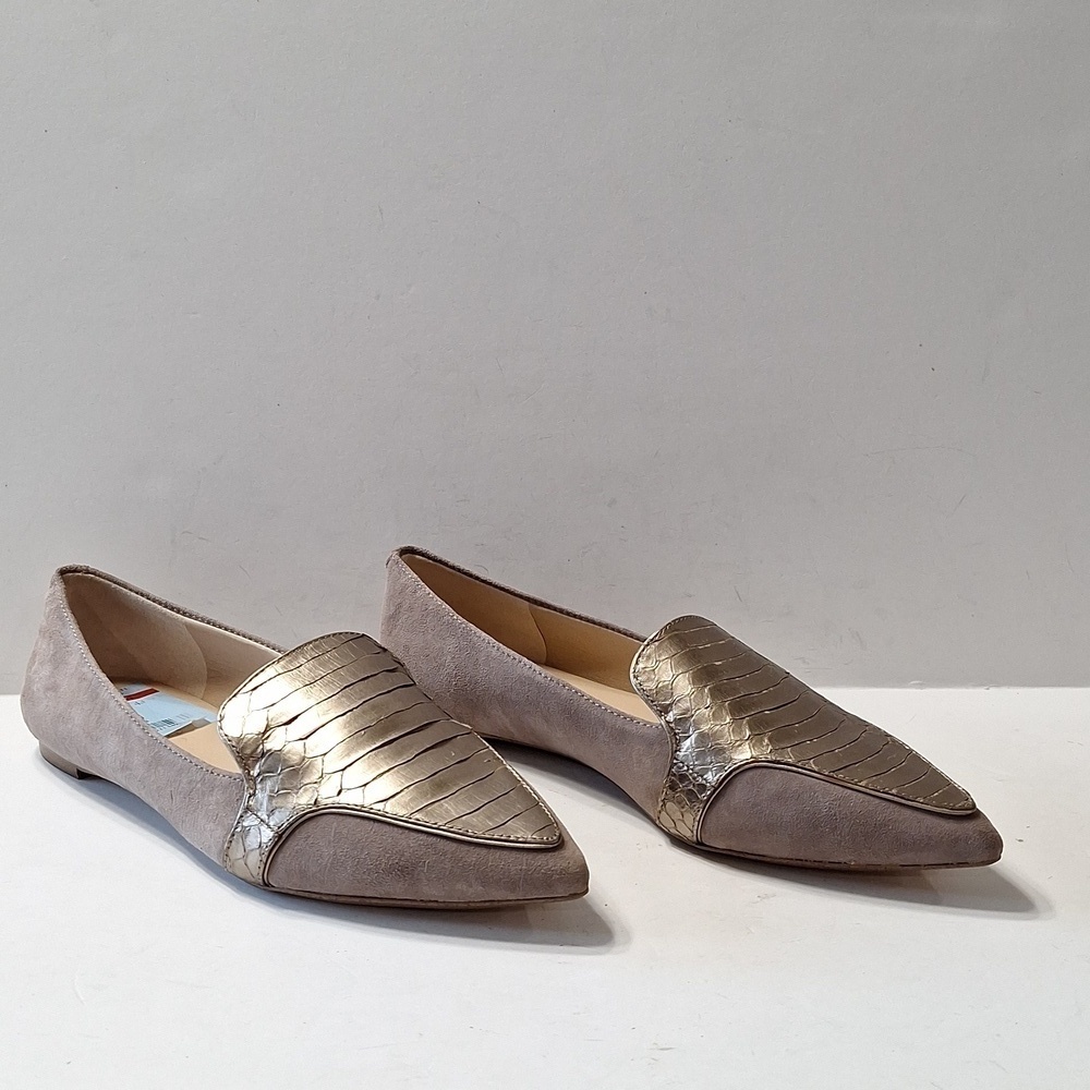 Dkny NEW Dara Quiet Luxury Business Casual Platinum Metallic Strap Flats Size 7
